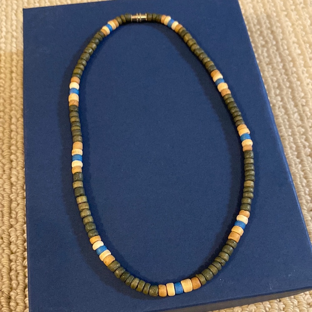 Boho Hippie Olive Green Beaded Necklace